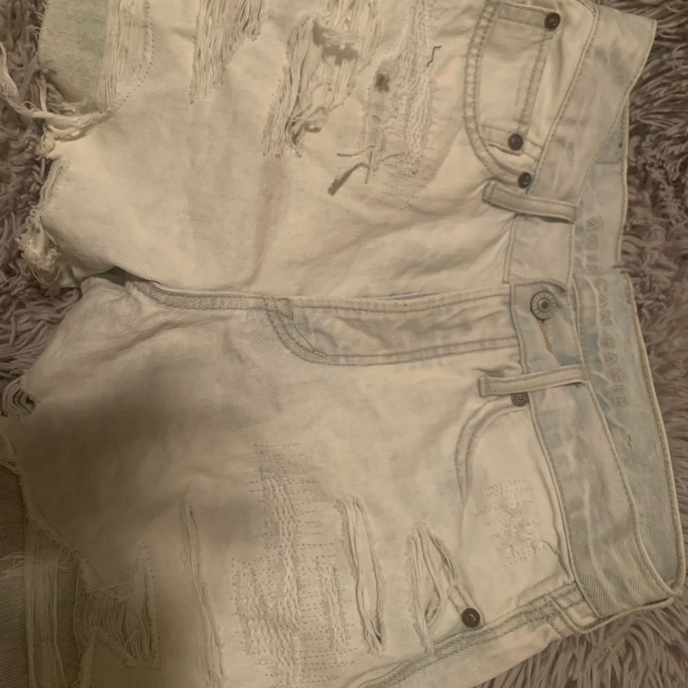 american eagle long light denim short